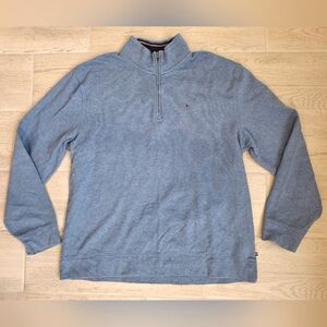 Tommy Hilfiger men's dusty blue 1/4 zip heavy cotton sweater - size XXL